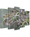 5 Piece Canvas living room painting wall art - Irises flowers in the wind | FEEBY