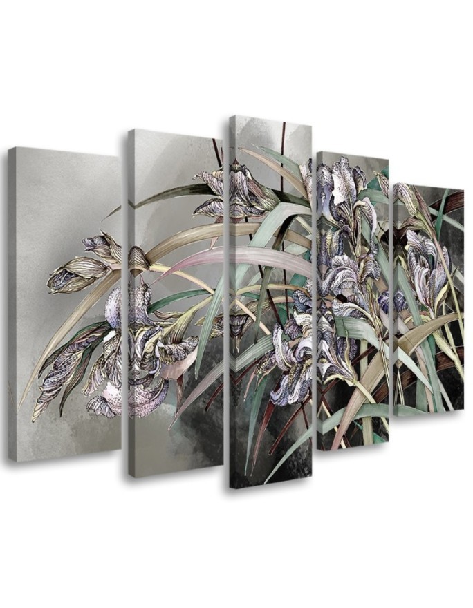 Canvas print for living room canvas - Irises flowers on concrete background | FEEBY