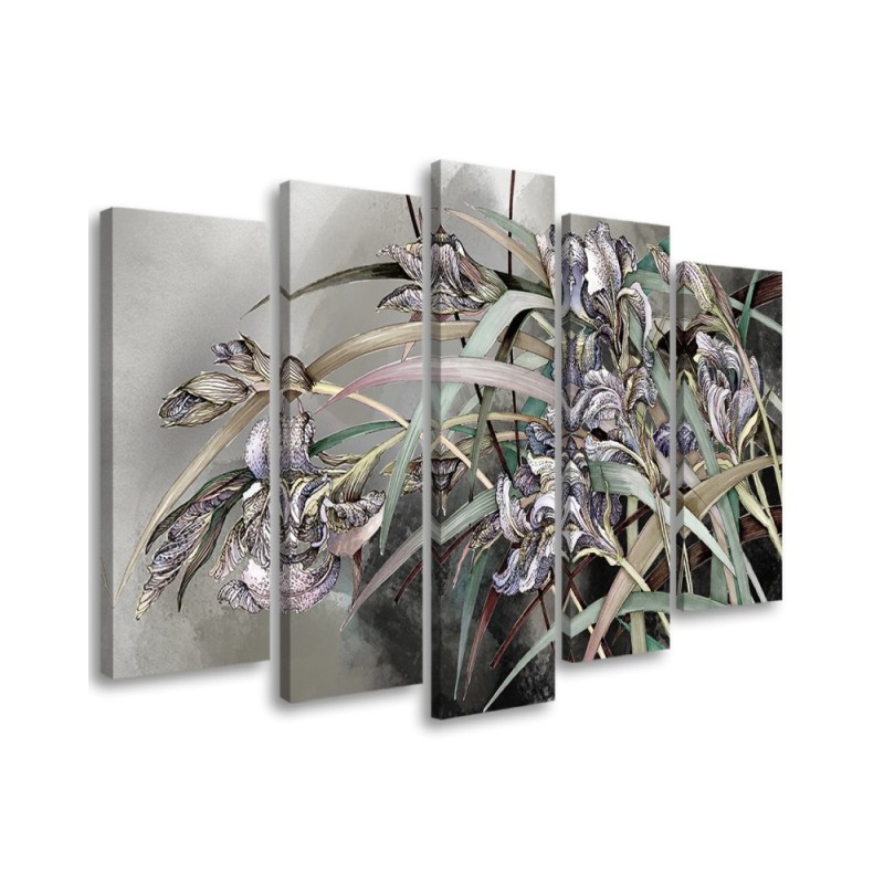 Canvas print for living room canvas - Irises flowers on concrete background | FEEBY