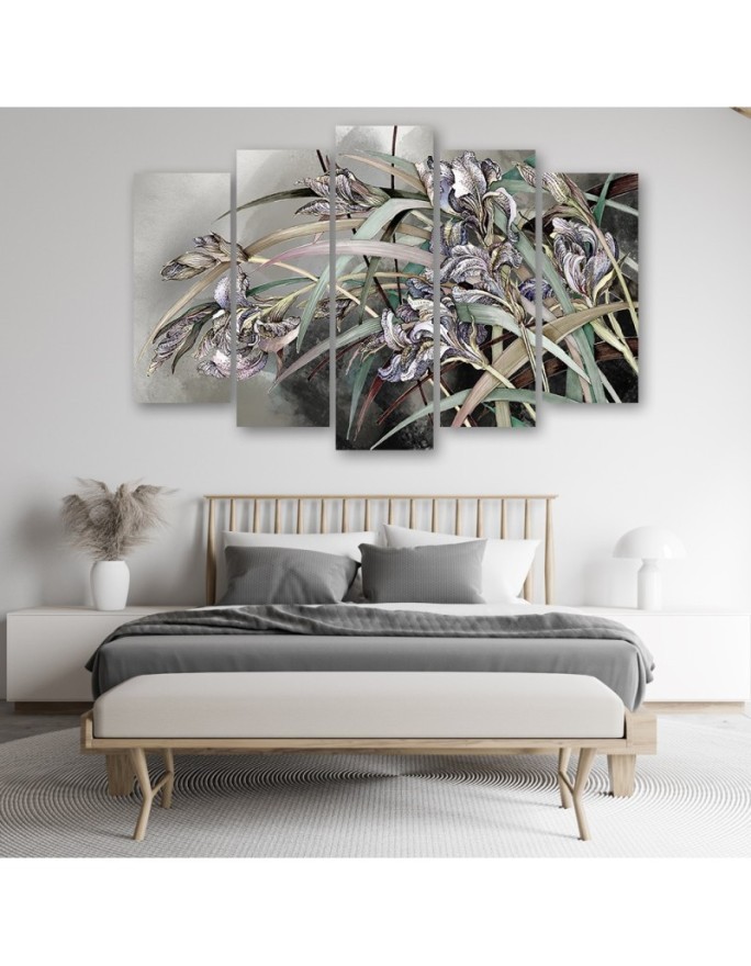 Canvas print for living room canvas - Irises flowers on concrete background | FEEBY