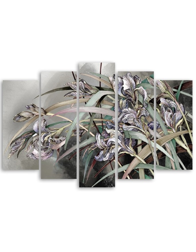 Canvas print for living room canvas - Irises flowers on concrete background | FEEBY