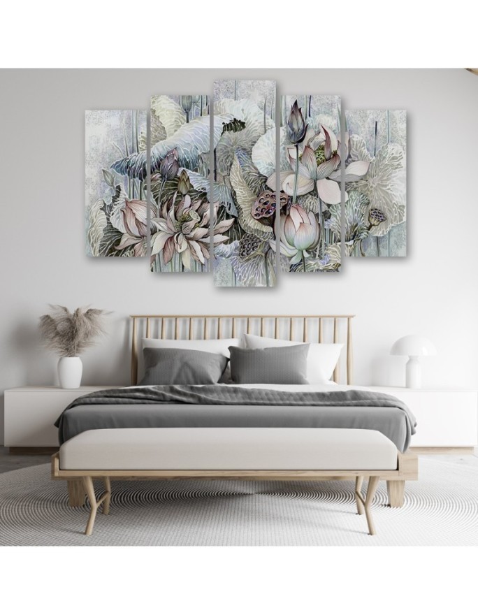 Canvas print for living room canvas - Holy lotus flowers | FEEBY