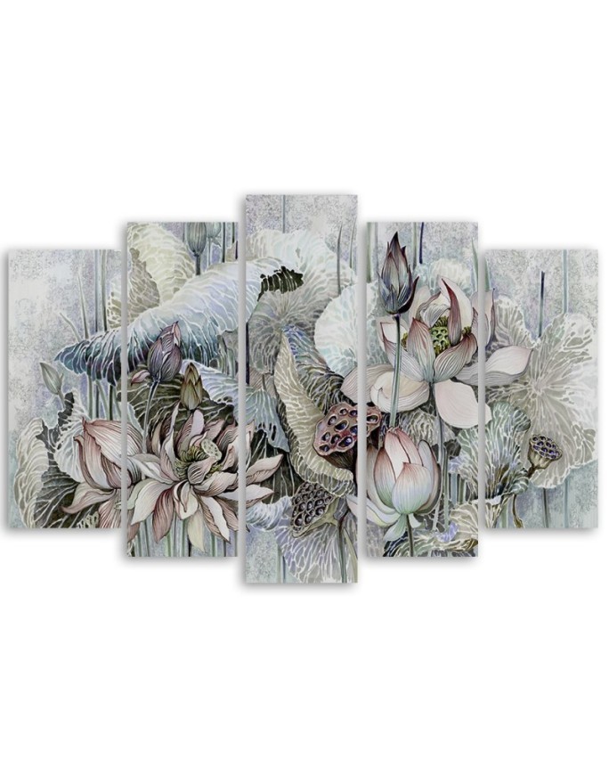 Canvas print for living room canvas - Holy lotus flowers | FEEBY