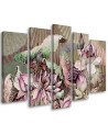 Lotus flower and fans - 5-part painting for the living room | FEEBY