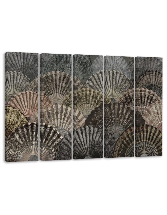 Luxury gold fans - Modern painting for the living room | FEEBY