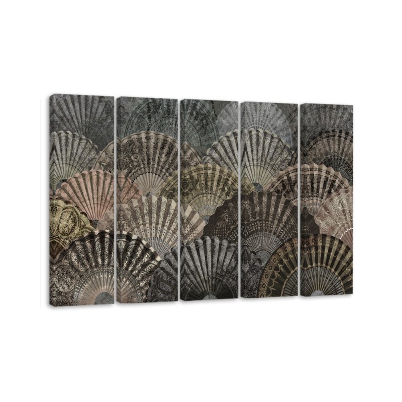 Luxury gold fans - Modern painting for the living room | FEEBY