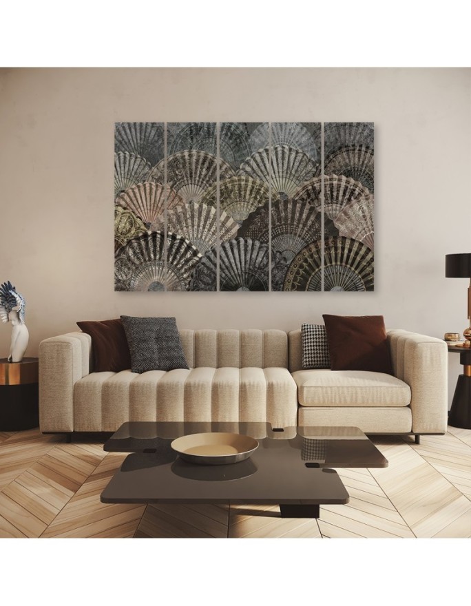 Luxury gold fans - Modern painting for the living room | FEEBY