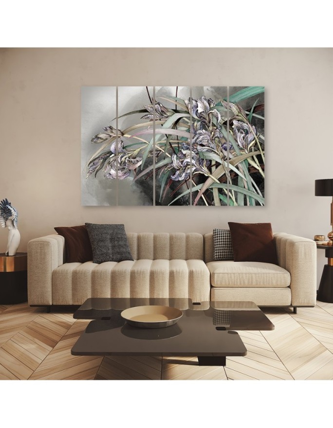 Irises flowers on the wind - Modern 5 part Canvas painting | FEEBY