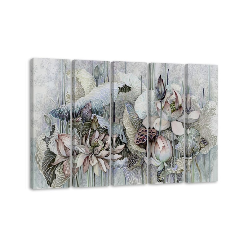 Flowers of the sacred lotus - 5-piece Canvas painting | FEEBY