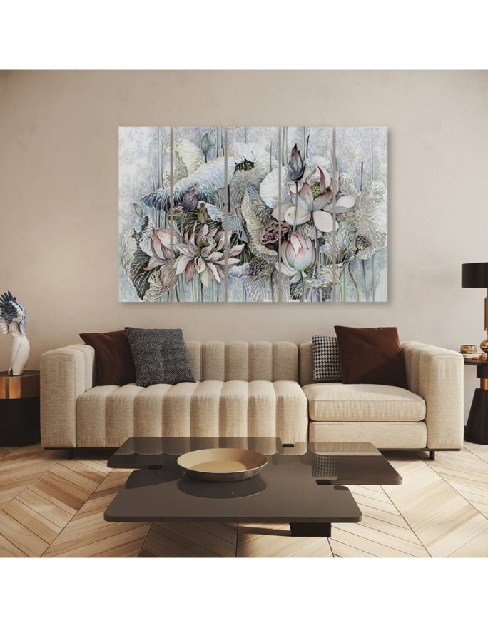 Flowers of the sacred lotus - 5-piece Canvas painting | FEEBY