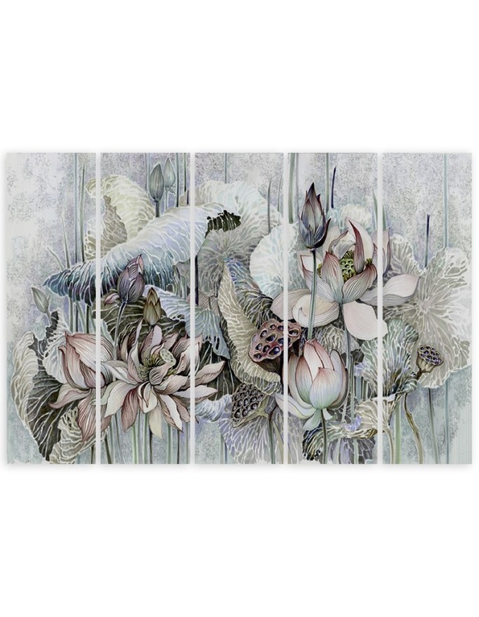 Flowers of the sacred lotus - 5-piece Canvas painting | FEEBY