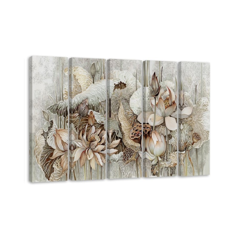 Flowers of the sacred lotus - 5-piece Canvas painting | FEEBY