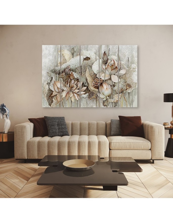 Flowers of the sacred lotus - 5-piece Canvas painting | FEEBY