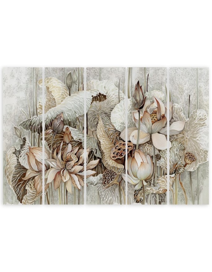 Flowers of the sacred lotus - 5-piece Canvas painting | FEEBY