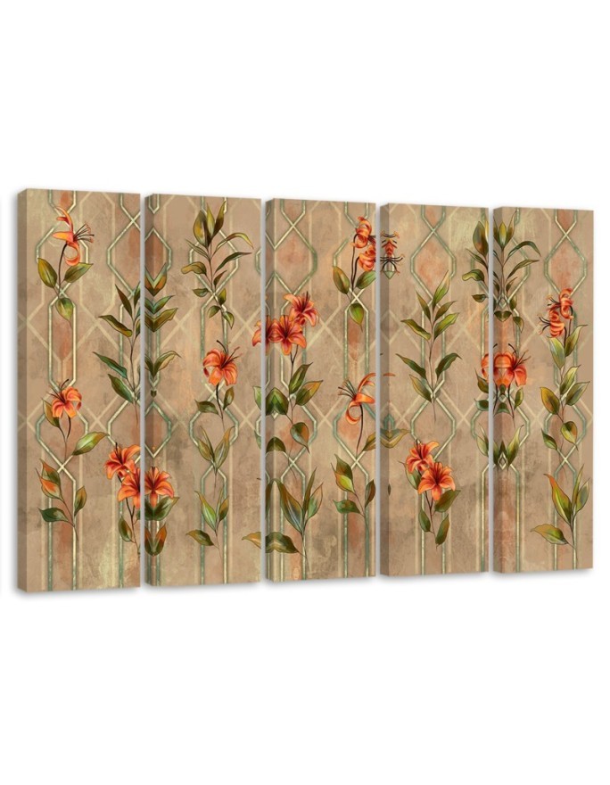 5-piece Canvas painting for bedroom - Lily yellow flower | FEEBY