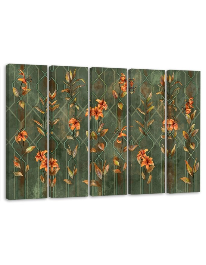 Canvas print 5 piece painting for bedroom - Lily yellow flower | FEEBY