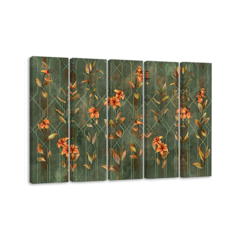 Canvas print 5 piece painting for bedroom - Lily yellow flower | FEEBY