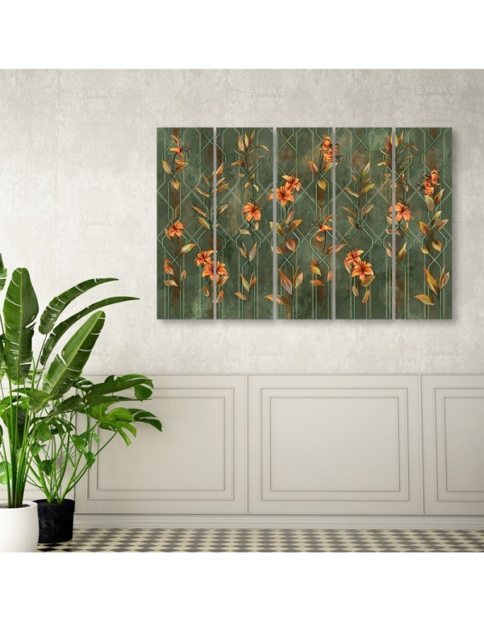 Canvas print 5 piece painting for bedroom - Lily yellow flower | FEEBY