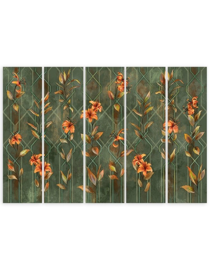 Canvas print 5 piece painting for bedroom - Lily yellow flower | FEEBY