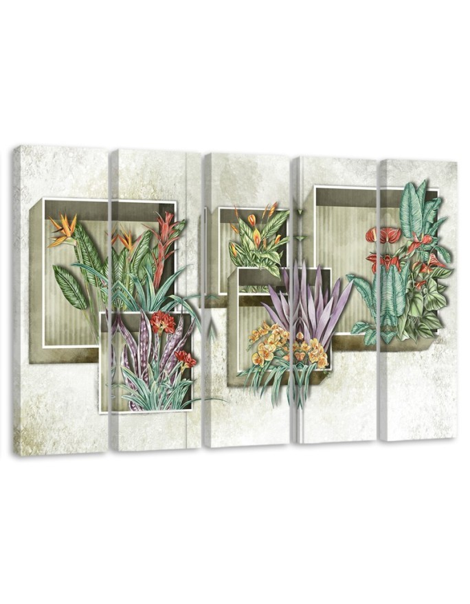 Canvas print 5 piece painting for living room - Flower bouquets | FEEBY