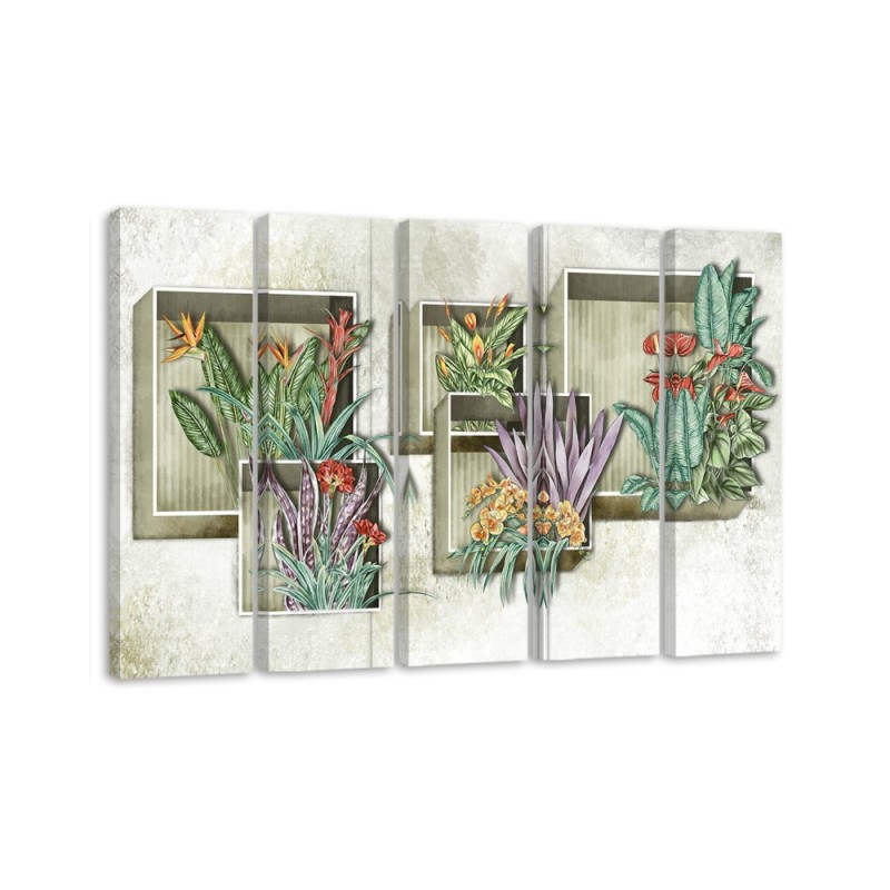 Canvas print 5 piece painting for living room - Flower bouquets | FEEBY