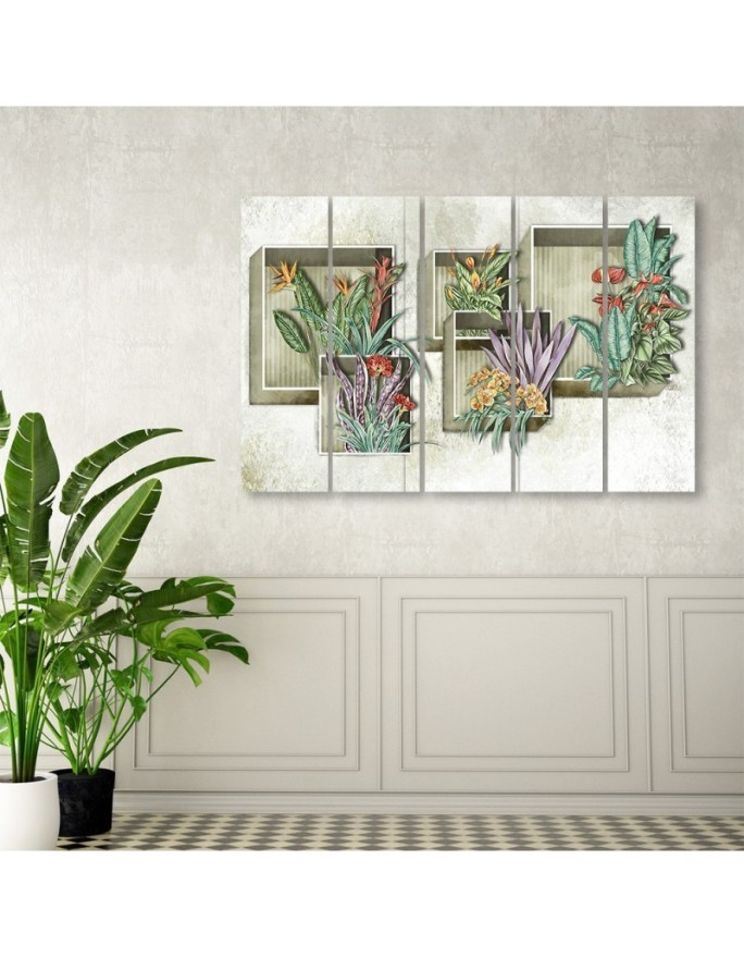 Canvas print 5 piece painting for living room - Flower bouquets | FEEBY