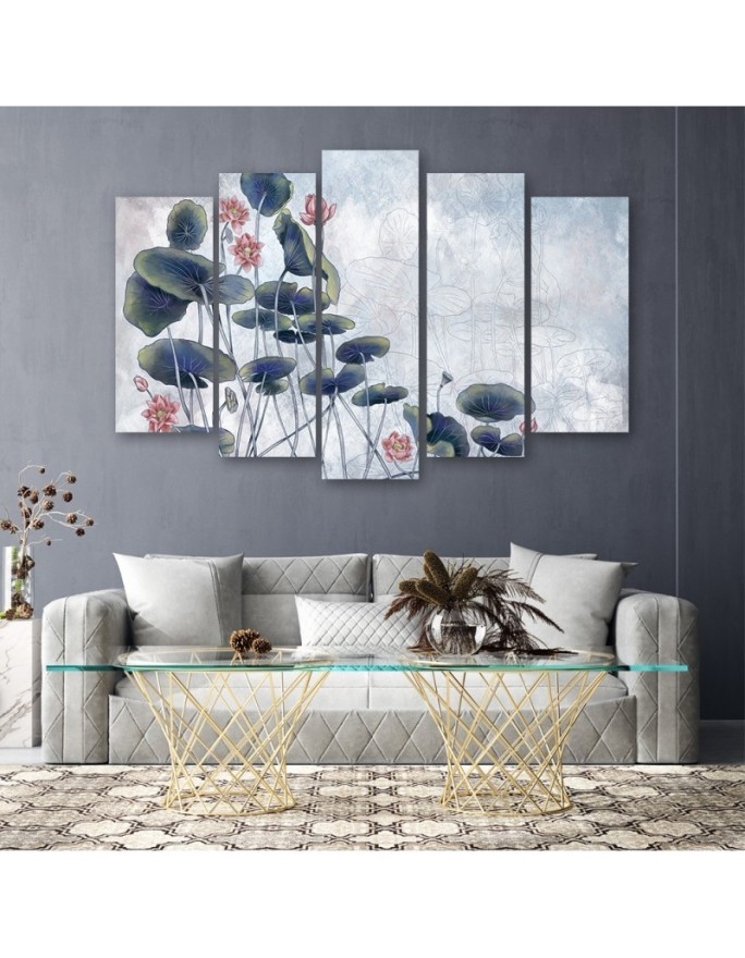 Canvas print for bedroom - Red water lily | FEEBY