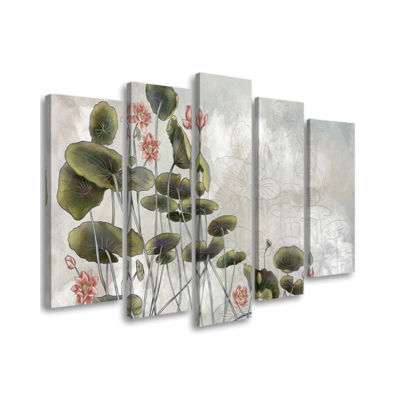 5 Piece Canvas print for bedroom - Red water lily | FEEBY