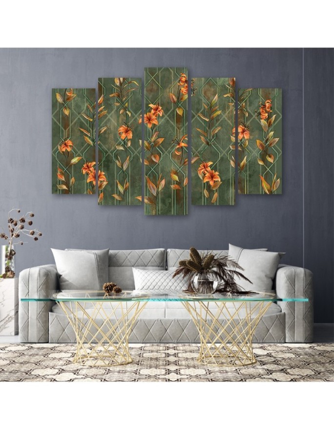 3-part picture for bedroom - Lily yellow flower | FEEBY