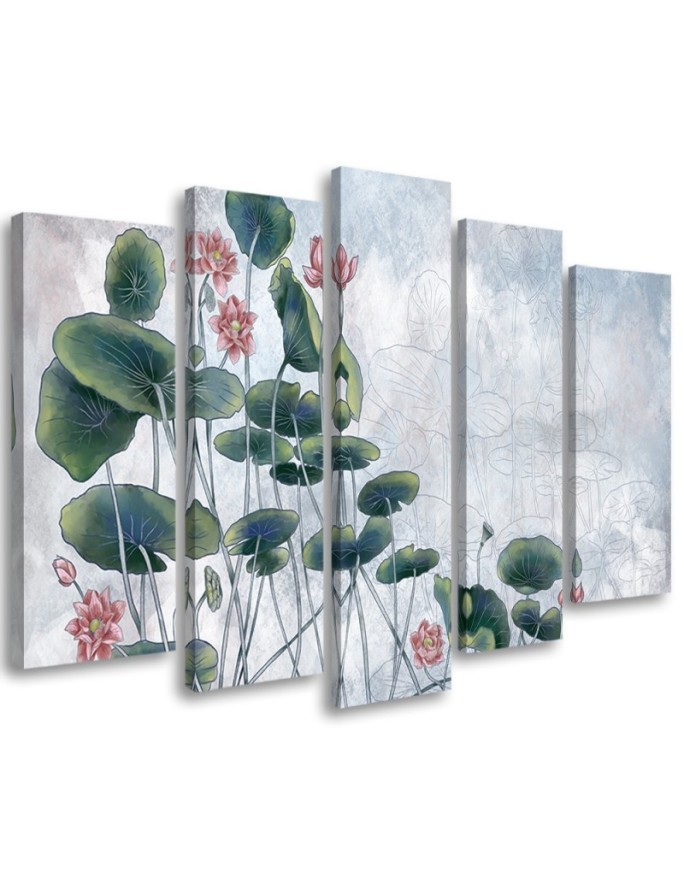 3 Piece bedroom painting - Red water lily | FEEBY