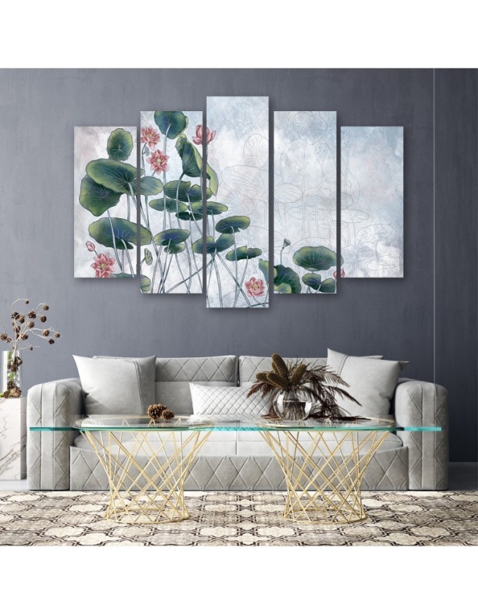 3 Piece bedroom painting - Red water lily | FEEBY