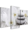 3 piece White orchid and stones - Modern painting for living room | FEEBY