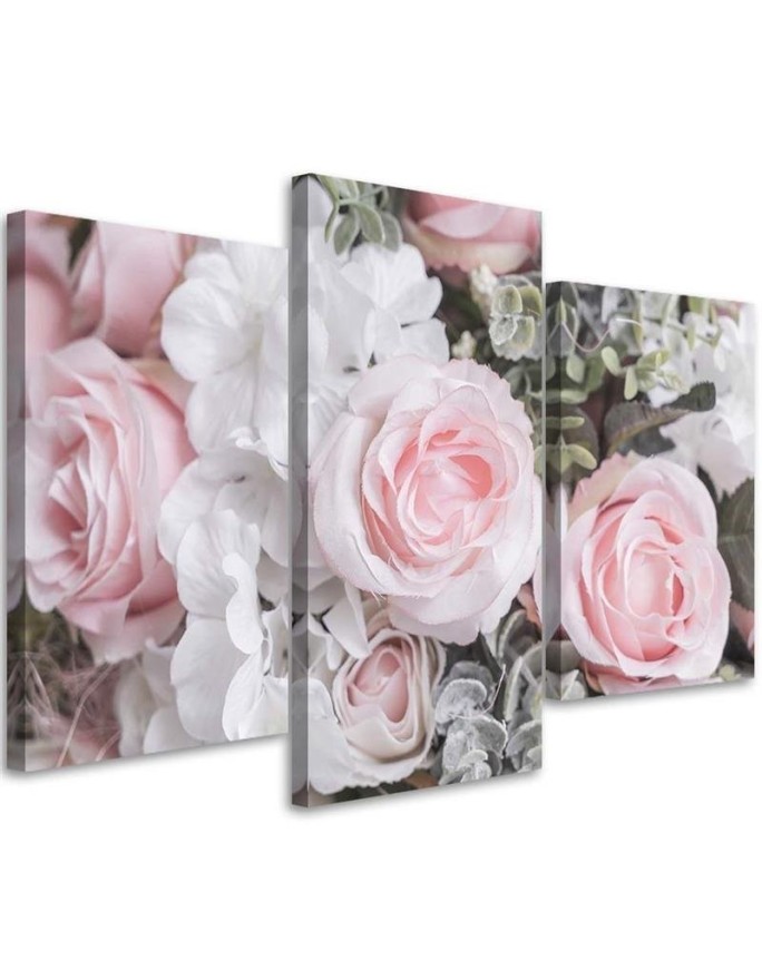 Pink roses - Modern painting for the living room | FEEBY