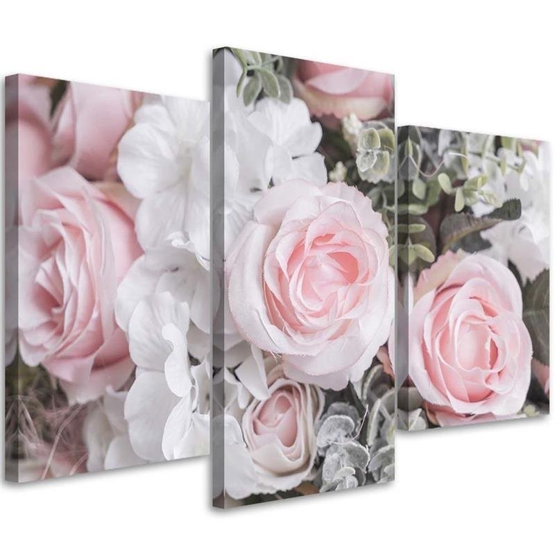 Pink roses - Modern painting for the living room | FEEBY