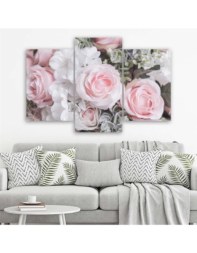 Pink roses - Modern painting for the living room | FEEBY