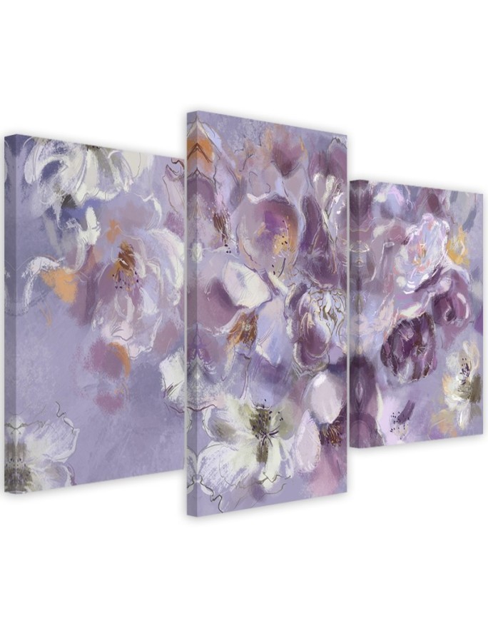 Iris flower purple - 3 piece painting for living room | FEEBY