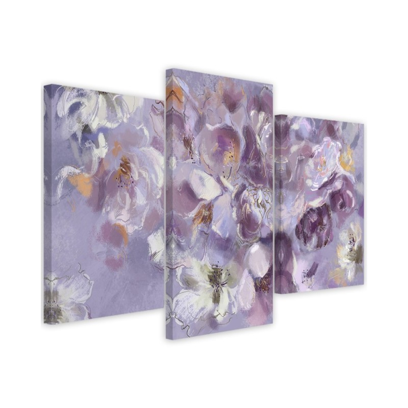 Iris flower purple - 3 piece painting for living room | FEEBY