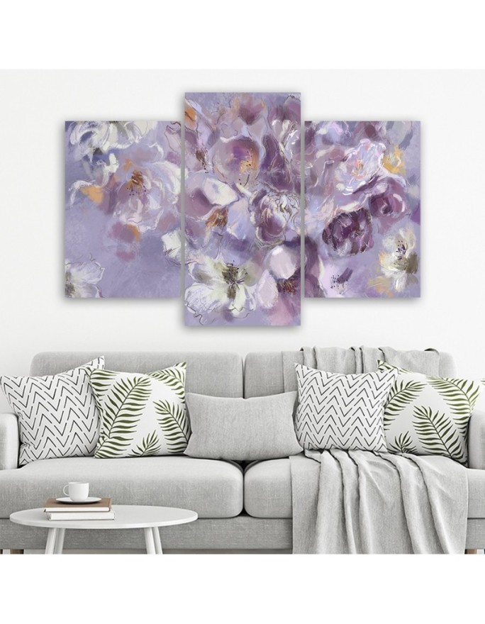 Iris flower purple - 3 piece painting for living room | FEEBY