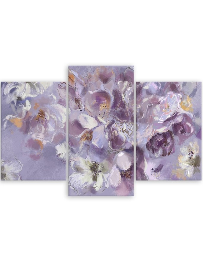Iris flower purple - 3 piece painting for living room | FEEBY