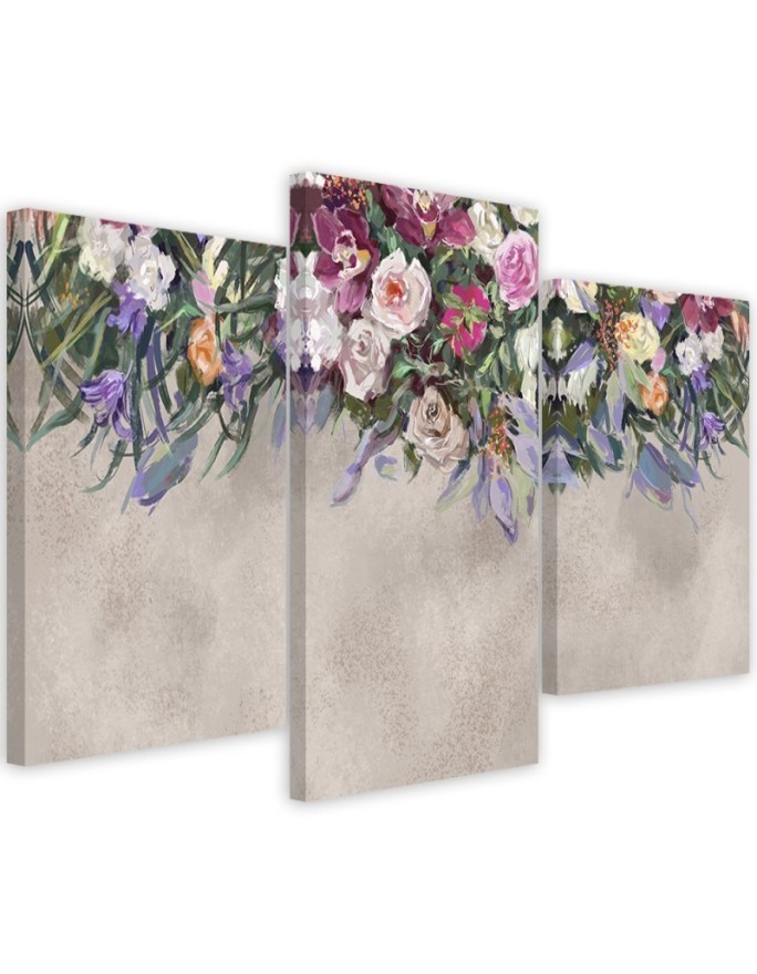 Drooping flowers - 3 part canvas painting | FEEBY