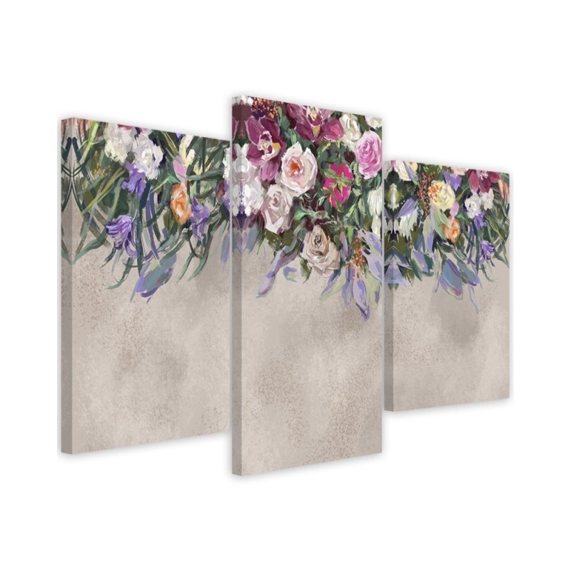 Drooping flowers - 3 part canvas painting | FEEBY