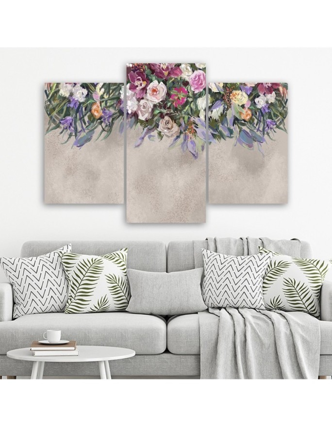 Drooping flowers - 3 part canvas painting | FEEBY