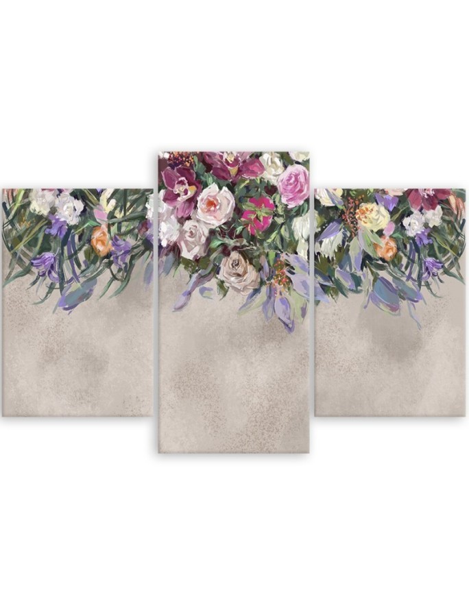 Drooping flowers - 3 part canvas painting | FEEBY