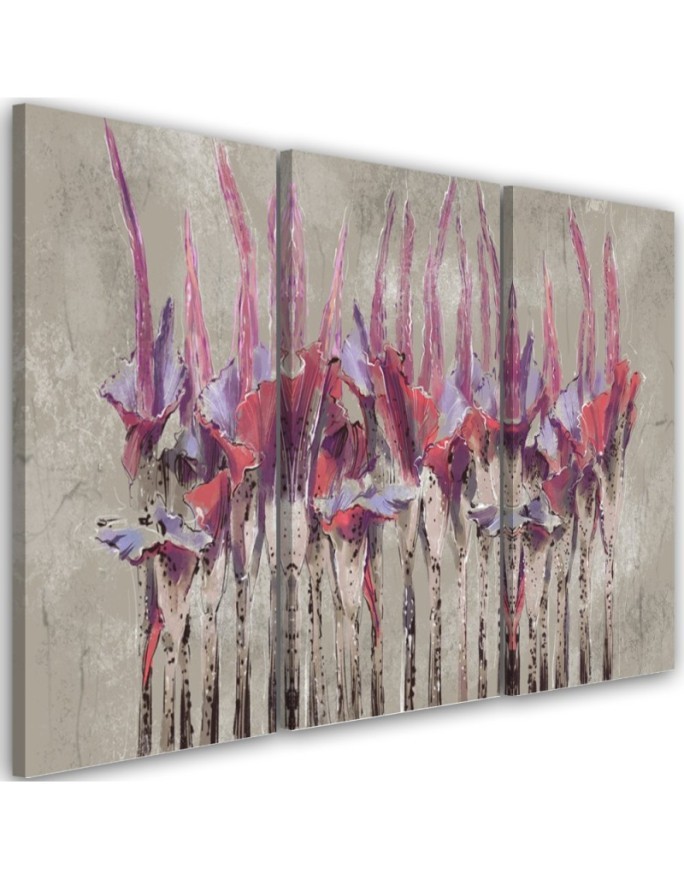 Plants Flowers Abstract - Modern 3-part painting | FEEBY