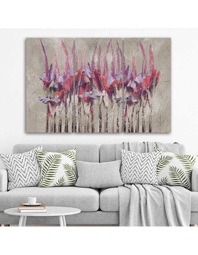 Plants Flowers Abstract - Modern 3-part painting | FEEBY