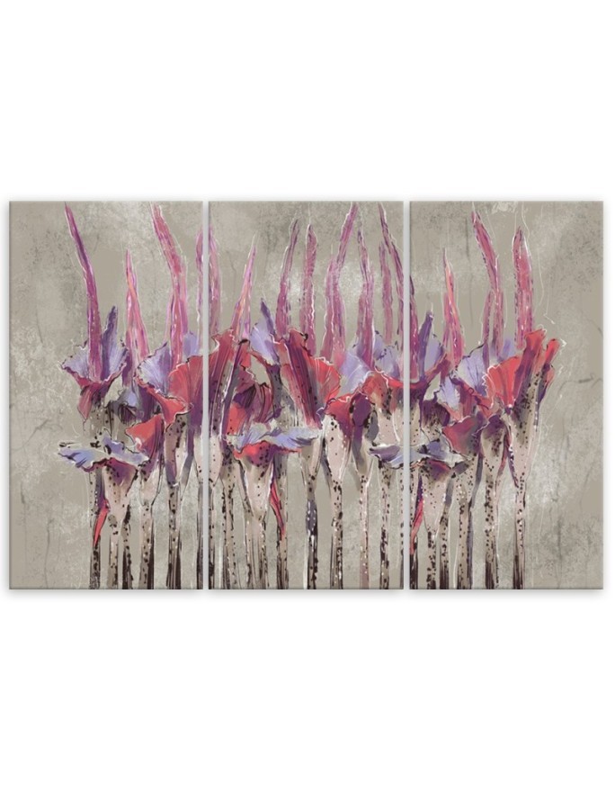 Plants Flowers Abstract - Modern 3-part painting | FEEBY