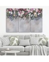 Canvas print - Bouquets of falling flowers on concrete background | FEEBY