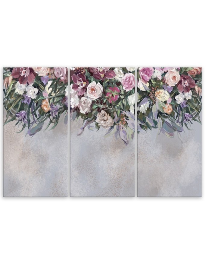 Canvas print - Bouquets of falling flowers on concrete background | FEEBY