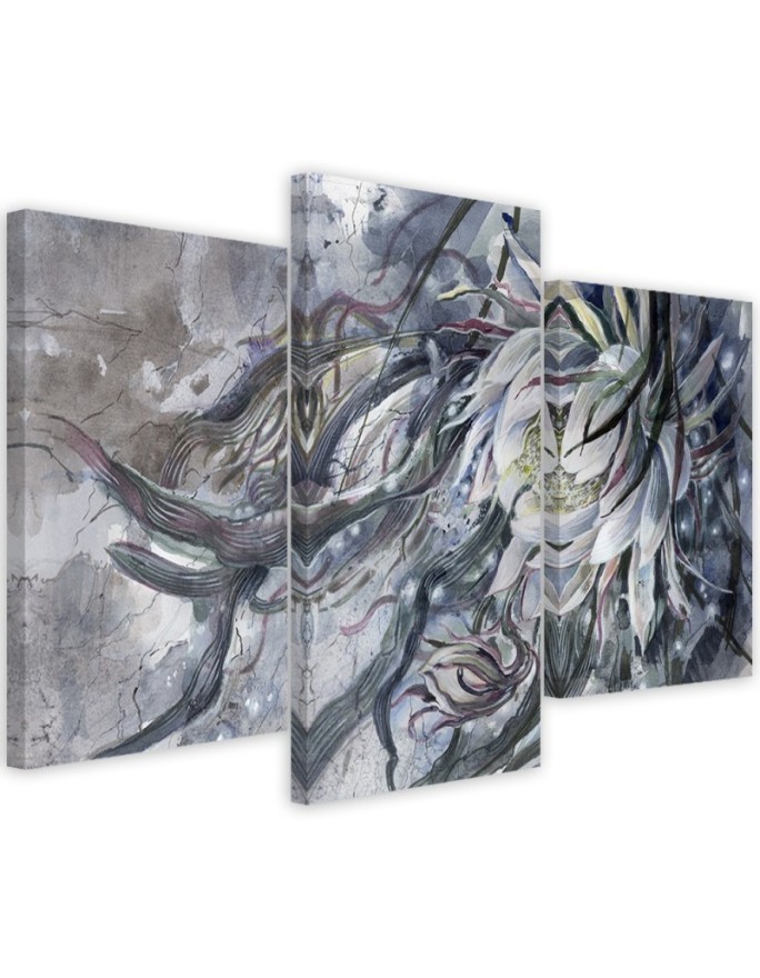3-part Canvas painting for bedroom - Queen of the night flower | FEEBY