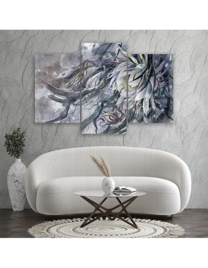 3-part Canvas painting for bedroom - Queen of the night flower | FEEBY